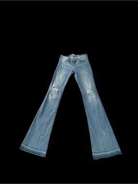 Sneak Peek Light Blue Distressed Flared Jeans